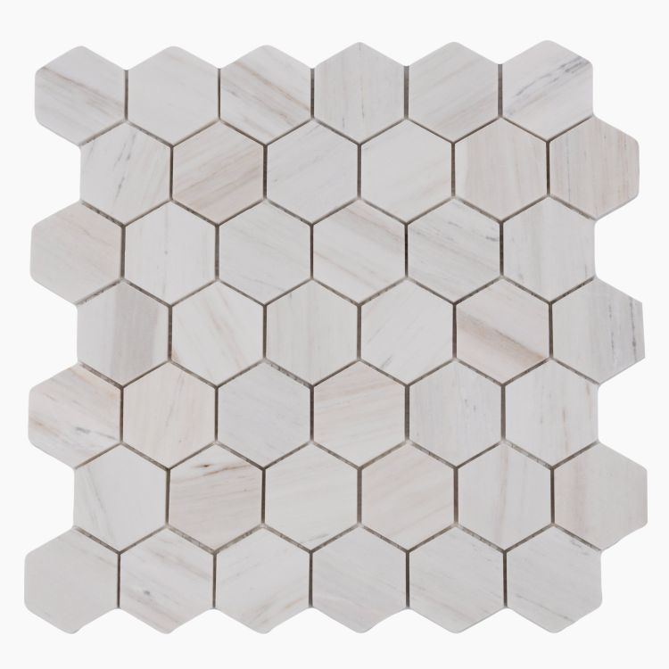 Hexagon Wooden White Honed 2 x 2 11.75 x 12
